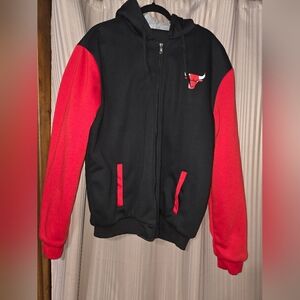 Heavy Black and Red Bulls Hoodie Jacket